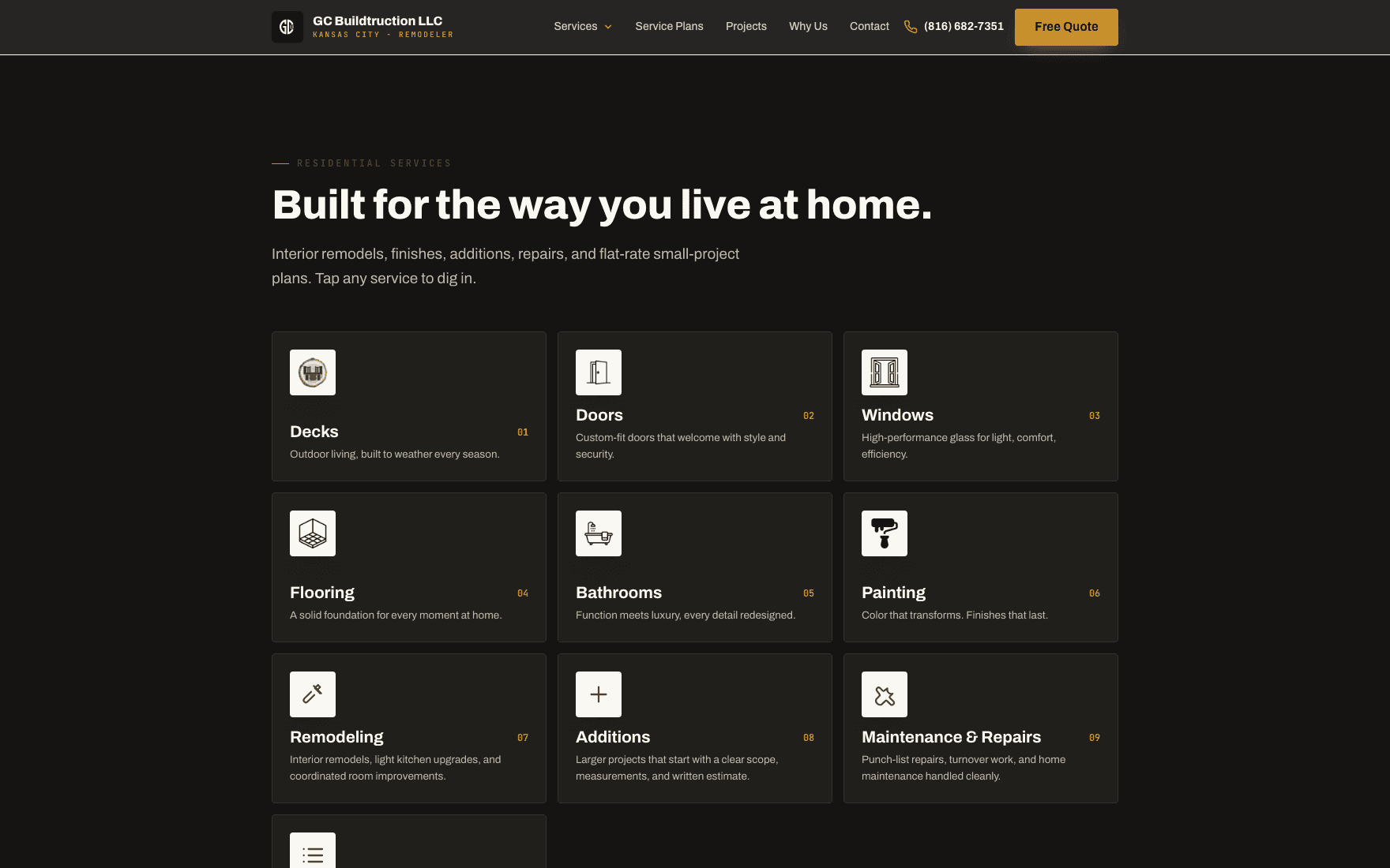 Services – desktop view
